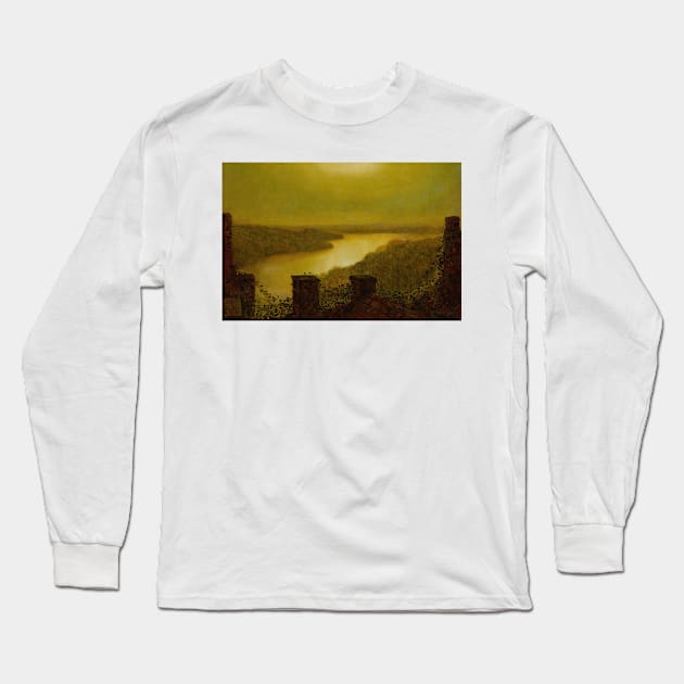 Roundhay Lake by John Atkinson Grimshaw Long Sleeve T-Shirt by Classic Art Stall